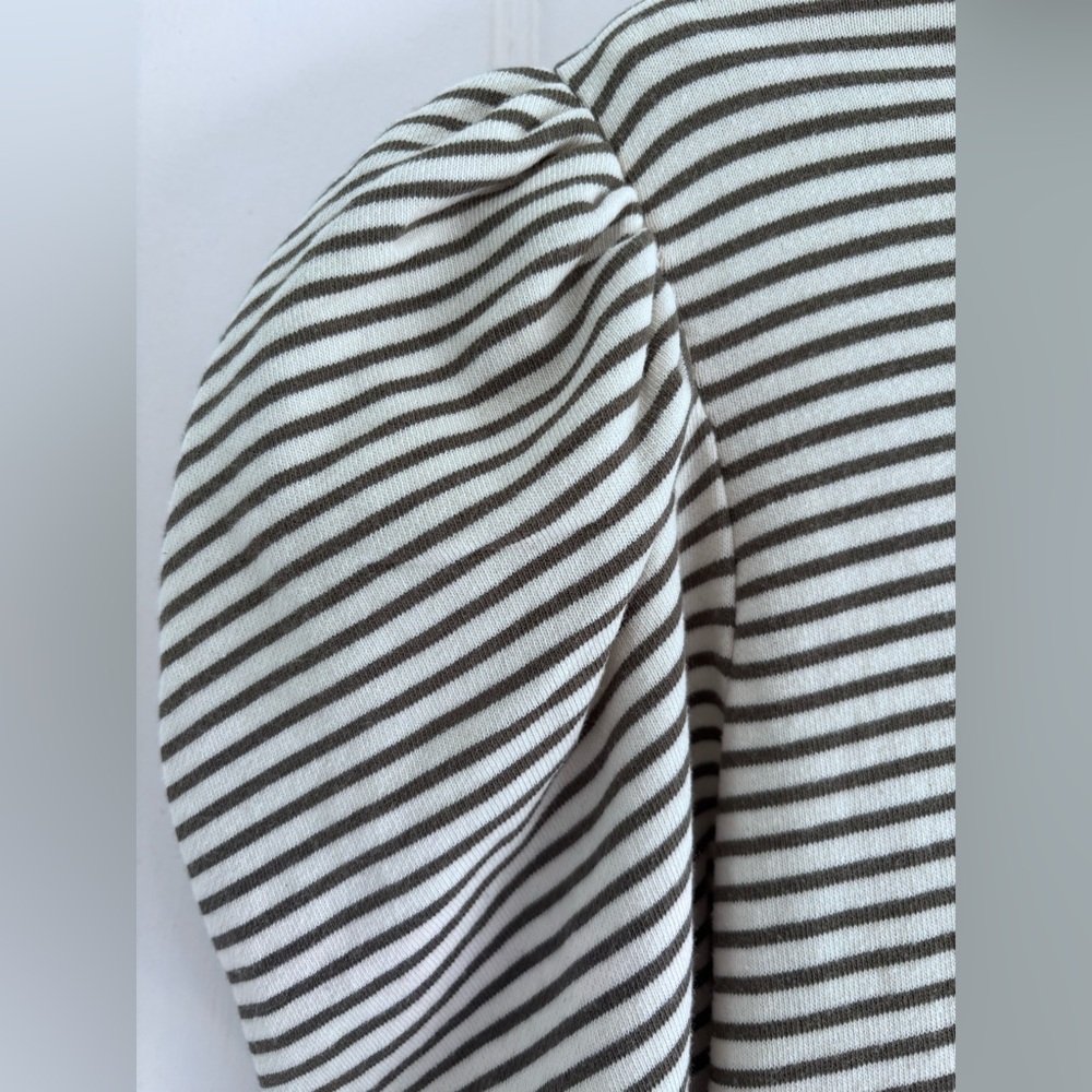 Puff Sleeve Green & White Stripe Sweatshirt SZ S Coquette - Picture 3 of 6